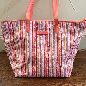 Vera Bradley Coral Pink Orange Stripe Tote